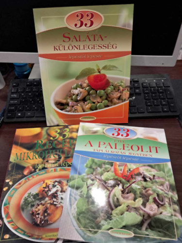 3 db Lépésről lépésre szakácskönyv: 33 salátakülönlegesség+33 recept mikrohullámmal+33 étel a paleolit táplálkozás jegyében antikvár