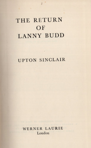 Upton Sinclair: The Return of Lanny Budd antikvár