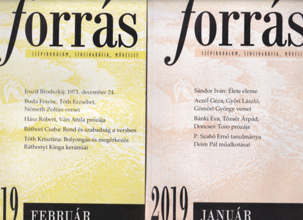 Füzi László (szerk.), Buda Ferenc: Forrás 2019. évf. január, február, április, július-augusztus, szeptember, október antikvár