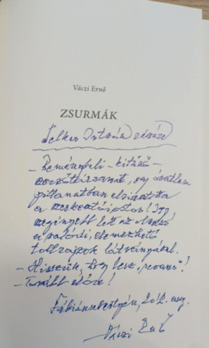 Váczi Ernő: Zsurmák (dedikált) antikvár