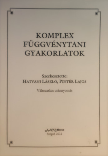 Komplex függvénytani gyakorlatok antikvár