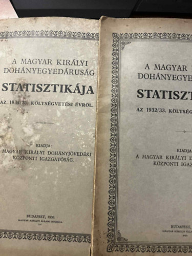 A magyar királyi dohányegyedáruság statisztikája 1932/33/34/35. költségvetési évről antikvár