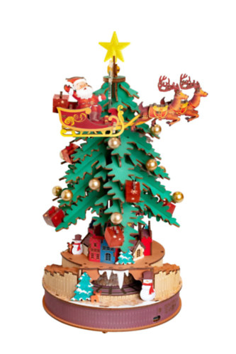 Robotime: Karácsonyi melódiafa, 3D kreatív építőkészlet LED világítással 319 db-os makett