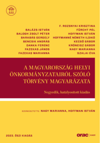 A Magyarország helyi önkormányzatairól szóló törvény magyarázata könyv