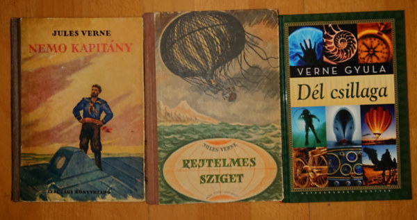 Jules Verne: 3 klasszikus ifjúsági regény Jules Verne-től: Dél csillaga, Nemo kapitány, Rejtelmes sziget antikvár
