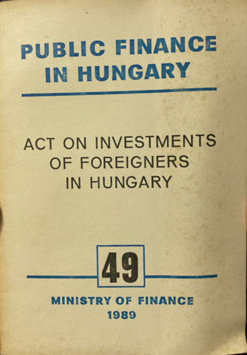 Act on investments of foreigners in Hungary antikvár