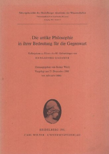 Die antike Philosophie in ihrer Bedeutung für die Gegenwart antikvár