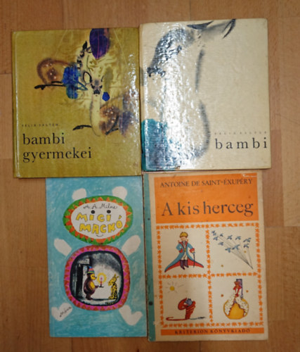 Felix Salten, Antoine de Saint-Exupéry, A. A. Milne: 4 klasszikus gyerekkönyv: Bambi, Bambi gyermekei, A kis herceg, Micimackó antikvár
