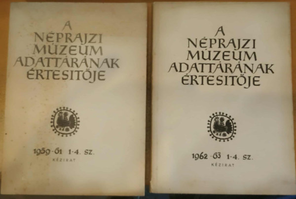 Morvay Péter (szerk.): 2 db Néprajzi Múzeum adattárának értesítője (Adatlapon a kiadás ideje) antikvár