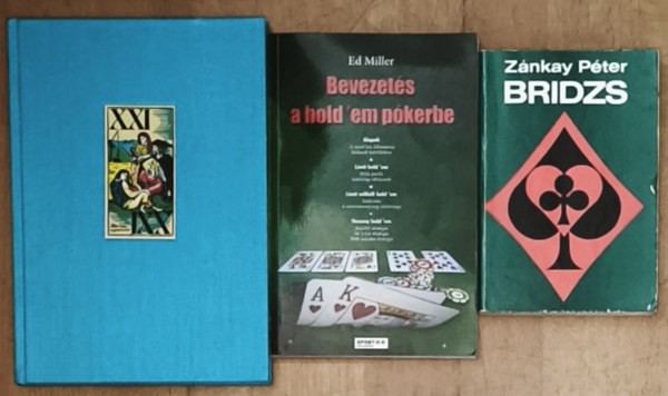 Kolb Jenő, Ed Miller, Zánkay Péter: 3db könyv a kártyajátékok iránt érdeklődőknek - Bridzs, Bevezetés a hold'em pókerbe, Régi játékkártyák antikvár