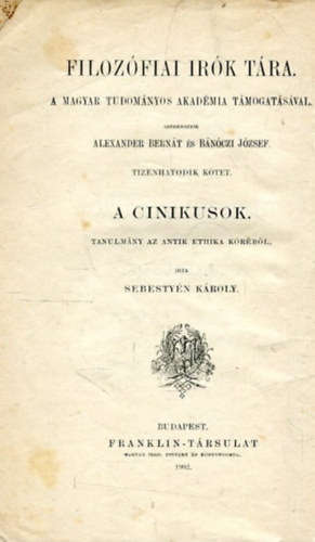 Sebestyén Károly: A cinikusok antikvár