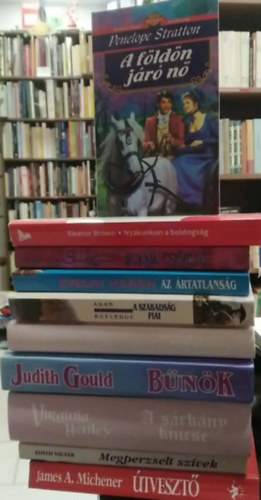 Eleanor Brown, Penelope Stratton, Sindey Lawrence, Evelyn Marsh, Adam Rutledge, Jennifer Blake, Judith Gould, Virginia Henley, Edith Walter, James A. Michener: 10 db-os KÖNYVMENTŐ AJÁNLAT, romantika: Útvesztő+ Megperzselt szívek+ A sárkány kincse+ Bűnök+ A kalóz+ A szabadság fiai+ Az ártatlanság+ Juana csókja+ Nyakunkon a boldogság+ A földön járó nő antikvár