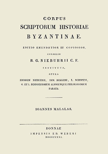 Ióannész, Malalasz: Ioannis Malalae Chronographia könyv