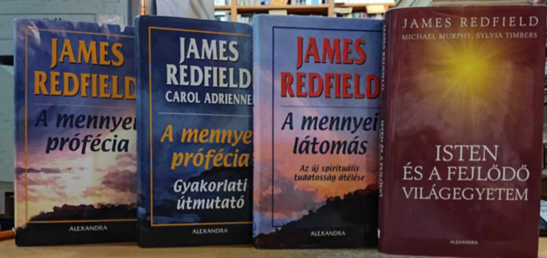 James Redfield, Carol Adrienne, Michael Murphy, Sylvia Timbers: 4 db vallásfilozófia: A mennyei látomás + A mennyei prófécia + A mennyei prófécia: gyakorlati útmutató + Isten és a fejlődő Világegyetem könyv