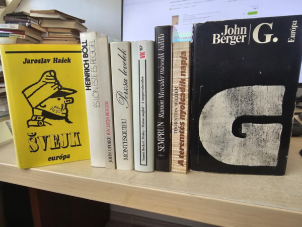 Jaroslav Hasek, Heinrich Böll, John Updike, Montesquieu, Samuel Beckett, Jorge Semprún, Thornton Wilder, John Berger: 8db világirodalmi regény, KÖNYVMENTŐ AJÁNLAT: Svejk+ És lőn este és reggel+ Így látja Roger+ Perzsa levelek+ Molloy-Malone meghal-A megnevezhetetlen+ Ramón Mercader második halála+ A teremtés nyolcadik napja+ G. antikvár