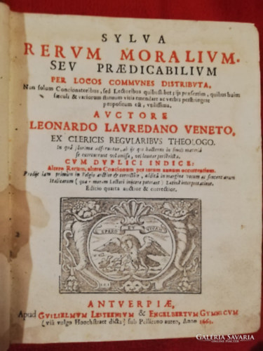 1661 Sylva Rerum Morarium antik latin nyelvű könyv antikvár