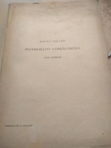 Kodály Zoltán: Intermezzo vonóstrióra antikvár
