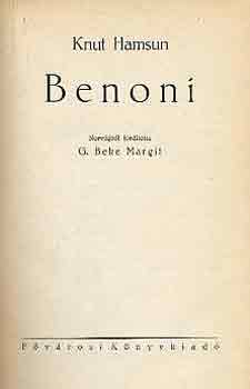 Knut Hamsun: Benoni antikvár