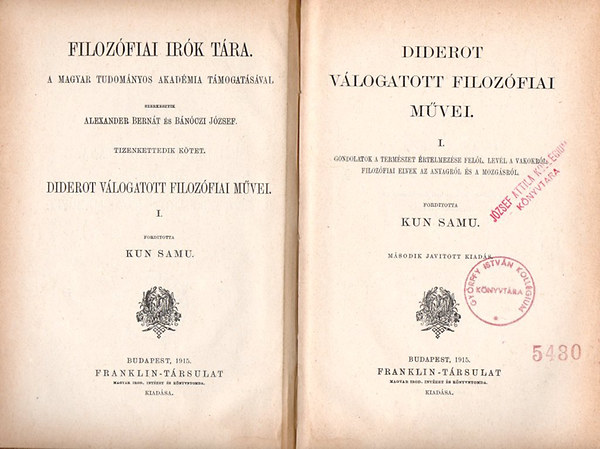 Denis Diderot: Diderot válogatott filozófiai művei I. (Filozófiai Irók Tára XII.) antikvár