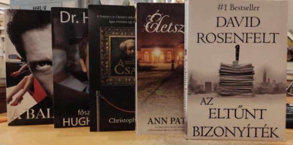 David Rosenfelt, Ann Patchett, Christopher Mason, Hugh Laurie, Paul Challen: 5 db kelly kötet: Az eltűnt bizonyíték + Életszonáta + A milliárdos csalás + Dr. House + A balek antikvár