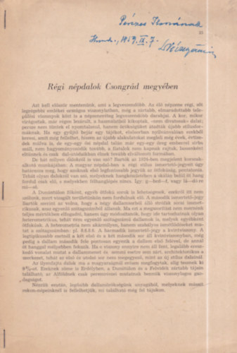 dr. Péczely Attila: Régi népdalok Csongrád megyében (dedikált) antikvár