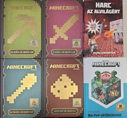 Mark Cheverton: 6 db Minecraft könyv: Minecraft - Útmutató a PVP-játékokhoz + Harc az Alvilágért +  Kezdők kézikönyve - Új, bővített kiadás +  A harc kézikönyve - Új, bővített kiadás +  Vöröskő kézikönyv - Új, bővített kiadás +  Az építés kézikönyve - Új, bővített kiadás antikvár