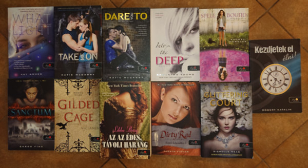 Róbert Katalin, Richelle Mead, Tarryn Fisher, Libba Bray, Vic James, Jay Asher, Katie Mcgarry, Samantha Young, Rachel Hawkins, Sarah Fine: 10 kötet a Vörös pöttyes című könyvek közül ajándék Arany pöttyös könyvvel - A könyvcímek a leírásban olvashatók antikvár