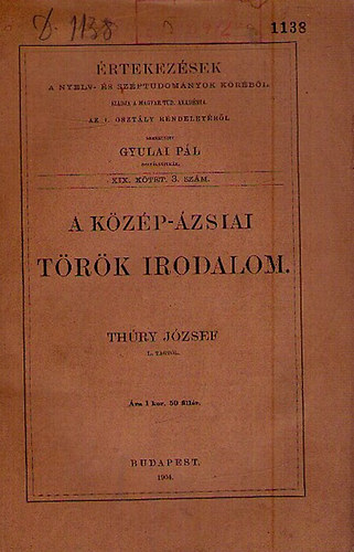 Thúry József: A közép-ázsiai török irodalom antikvár