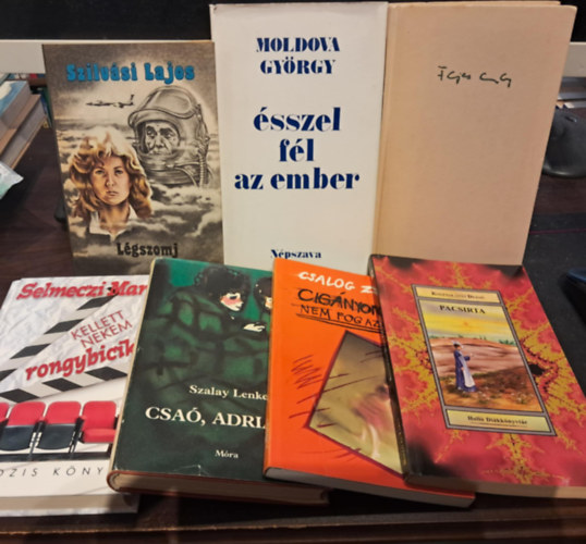 Szilvási Lajos, Moldova György, Endre Fejes, Kosztolányi Dezső, Csalog Zsolt, Szalay Lenke, Selmeczi Mari: 7 db-os szépirodalmi válogatás KÖNYVMENTŐ AJÁNLAT: Légszomj+Ésszel fél az ember+Szerelemről bolond éjszakán+Pacsirta+Cigányon nem fog az átok+Csaó, Adriana!+Kellett nekem rongybicikli antikvár