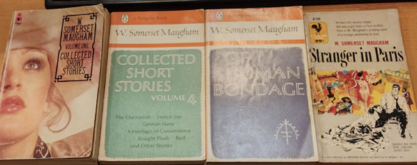 W.  Somerset Maugham: 4 db W. Somerset Maugham: Stranger in Paris + Of Human Bondage + Collected Short Stories Volume One + Collected Short Stories Volume 4 antikvár