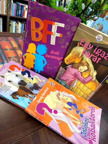 Holly Robbins, Malin Stehn, Sandy Ransford: Ifjúsági irodalom könyvcsomag 4 darabos KÖNYVMENTŐ AJÁNLAT: BFF - Örök barátság?, Egy igazi barát, Játékos kobaktörők, Lovas tesztkönyv antikvár