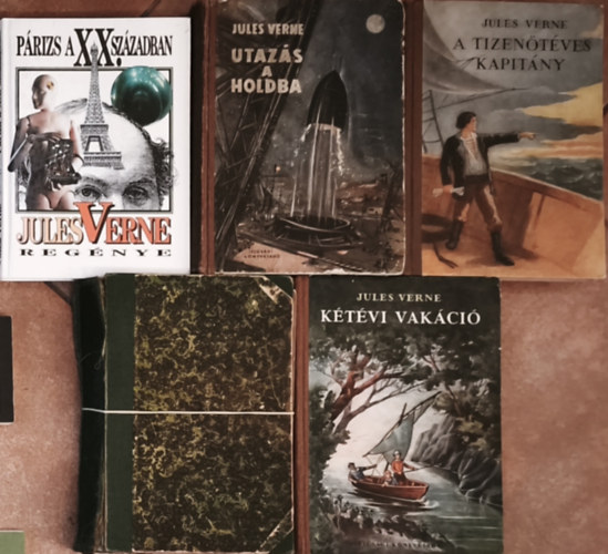 Verne Gyula, Jules Verne: 5db Jules Verne (Verne Gyula) regény - Párizs a XX. században, A bundák hazája, Kétévi vakáció, A tizenötéves kapitány, Utazás a Holdba antikvár