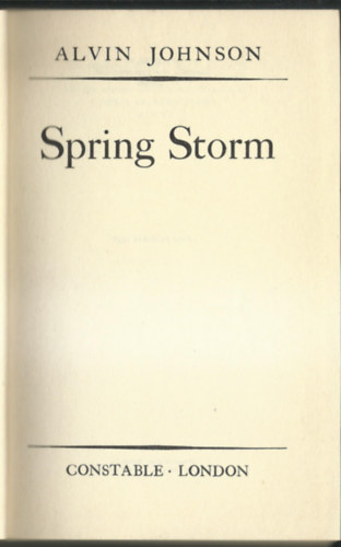 Alvin Johnson: Spring Storm - Első kiadás antikvár