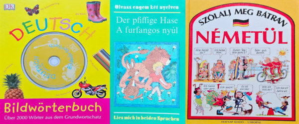 Angela Wilkes, Gisela Karau - Anne Geelhaar, Csokonai Attila: 3 db könyv németül tanuló fiataloknak: Szólalj meg bátran németül  +  A furfangos nyúl - Der pfiffige Hase + Bildwörterbuch Deutsch: Über 2000 Wörter aus dem Grundwortschatz (Mit Audio-CD zum Mithören und Mitschprechen) antikvár
