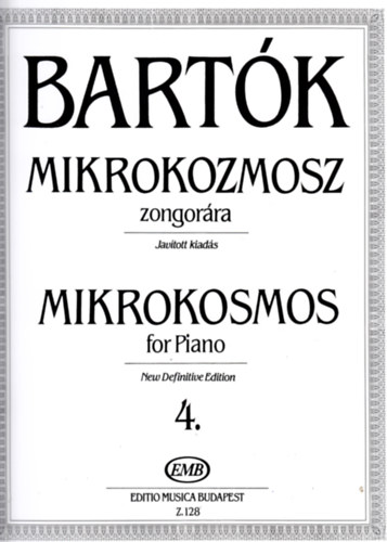 Bartók Mikrokozmosz zongorára 4. - Javított kiadás - Mikrokosmos for Piano 4. antikvár