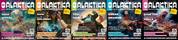 Alekszej Gravickij Dave Howard Edward Page Mitcell Huszár Karina Kenessei András Michael Walden Robert J. Sawyer Samantha Mills, Anamaria Borlan Ecsédi Orsolya Edgar Rice Burroughs Francis Stevens Kenessei András Kiss Ferenc Lavie Tidhar Nancy Kress Nemere István Vásárhelyi Lajos, Alekszandr Beljajev Bodor Áron E. C. Tubb Edgar Rice Burroughs Fazekas Attila Fedina Lídia Horváth István Kiss Ferenc Nancy Kress Steve Rasnic Tem Varga L. László, Brian Stableford Christopher Priest Edgar Rice Burroughs Fazekas Attila Fredric Brown Gárdonyi Géza Huszár Karina Kiss Ferenc Steve Rasnic Tem Takács Alexandra Vernor Vinge: 5 db Galaktika  Sci-fi // Fantasy // Weird magazin: 404., 406., 407., 409., 410. (Szórványszámok) antikvár