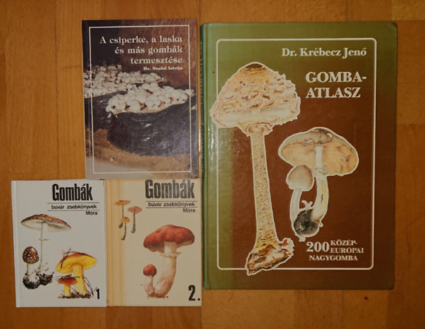 Dr. Krébecz Jenő, Dr. Szabó István: 4 könyv a gombákról: Gombák 1-2. (Búvár zsebkönyvek), A csiperke, a laska és más gombák termmesztése, Gombaatlasz antikvár