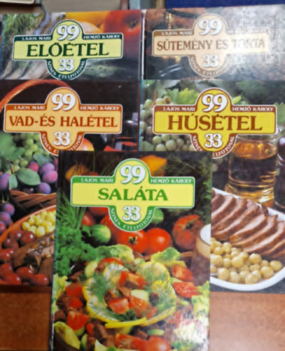 Lajos Mari Hemző Károly: 5db 99 étel 33 színes ételfotóval könyvcsomag :Húsétel / Vad- és halétel /Saláta/Előétel/Sütemény és torta antikvár
