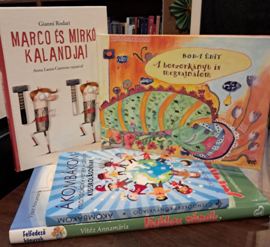 Boda Edit, Gianni Rodari, Vitéz Annamária: 4 db-os mesekönyv KÖNYVMENTŐ AJÁNLAT: A boszorkányt is megsajnálom+Marco és Mikró kaladjai+Ákombákom mondókák, versek, játékok kisiskolásoknak+Játékos népek 2. antikvár