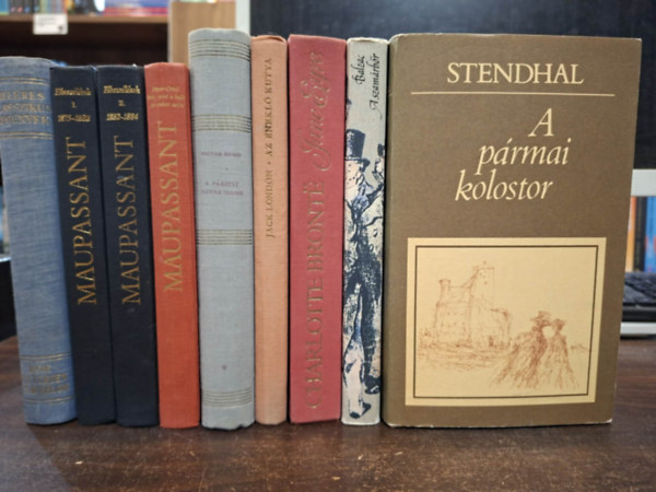Honoré de Balzac, Stendhal, Edgar Allan Poe, Guy De Maupassant, Victor Hugo, Jack London, Charlotte Brontë: 8 db klasszikus regény, KÖNYVMENTŐ AJÁNLAT: A szamárbőr, A pármai kolostor, Túl életen és halálon, Elbeszélések I-II., Mont-Oriol/Erős, mint a halál/Az ember szíve, A párizsi Notre-Dame, Az éneklő kutya, Jane Eyre antikvár