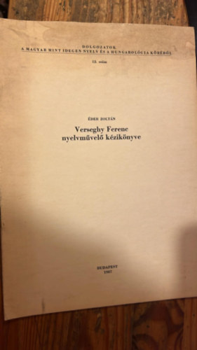 Éder Zoltán: Verseghy Ferenc nyelvművelő kézikönyve antikvár