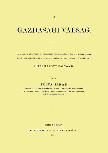 Pólya Jakab: A gazdasági válság könyv