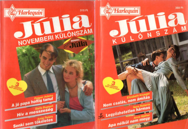 Elizabeth Krueger, Nora Roberts, Anne Mather, Pepper Adams: 4 db Júlia különszám 1993/5. téli különszám + 1994/2. tavaszi különszám + 1995/8. novemberi különszám + 1996/2 különszám antikvár
