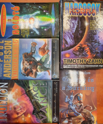 Abraham Merritt, Poul Anderson, Jack Vance, Gordon R. Dickson, Timothy Zahn: Sci-fi Könyvcsomag 5 db: A holdtó,Változó csillag,Trullion,György és a Sárkány,Kobraharcosok antikvár