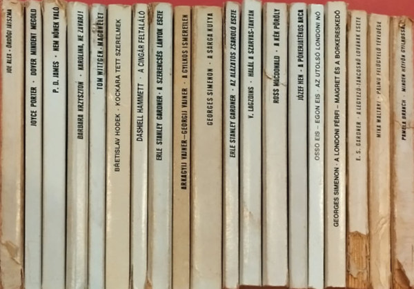 Pamela Branch, Mika Waltari, Erle Stanley Gardner, Georges Simenon, Osso Eis-Egon Eis, Józef Hen, Ross MacDonald, Viktors Lagzdins, A.Vajner G.Vajner, Dashiell Hammett, Bretislav Hodek, Tom Wittgen, Barbara Krzyszton, P. D. James, Joyce Porter, Joe Alex: 19 db Európa Könyvkiadó fekete könyvek krimi( antikvár