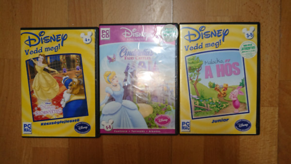 Disney: 3 Disney-DVD: Szépség ls szörnyeteg (készségfejlesztő), Malacka, a hős (junior), Cindarella - Fairy Castles antikvár
