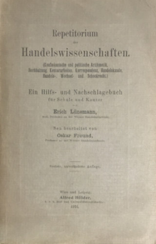 Erich Lünemann: Repetitorium der Handelswissenschaften antikvár