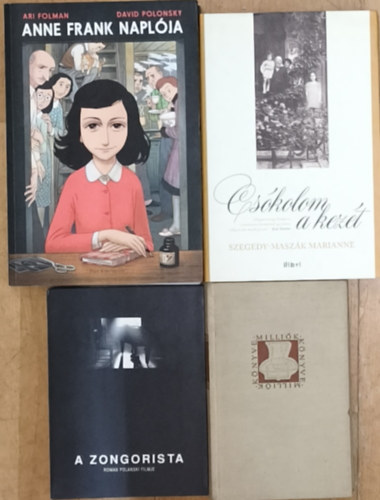 Anne Frank, Dawid Rubinowicz, Szegedy-Maszák Marianne, Ari Folman, David Polonsky: 3db holokauszttal, II. világháborúval kapcsolatos könyv + ajándék DVD - Anne Frank és Dawid Rubinowicz naplója, Csókolom a kezét, Anne Frank naplója-képregény + A zongorista DVD antikvár