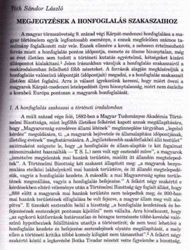 Tóth Sándor László: Megjegyzések a honfoglalás szakaszaihoz antikvár