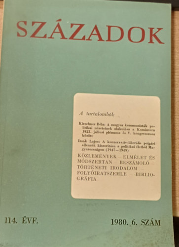 Századok 114. évf. 1980. 6. szám antikvár